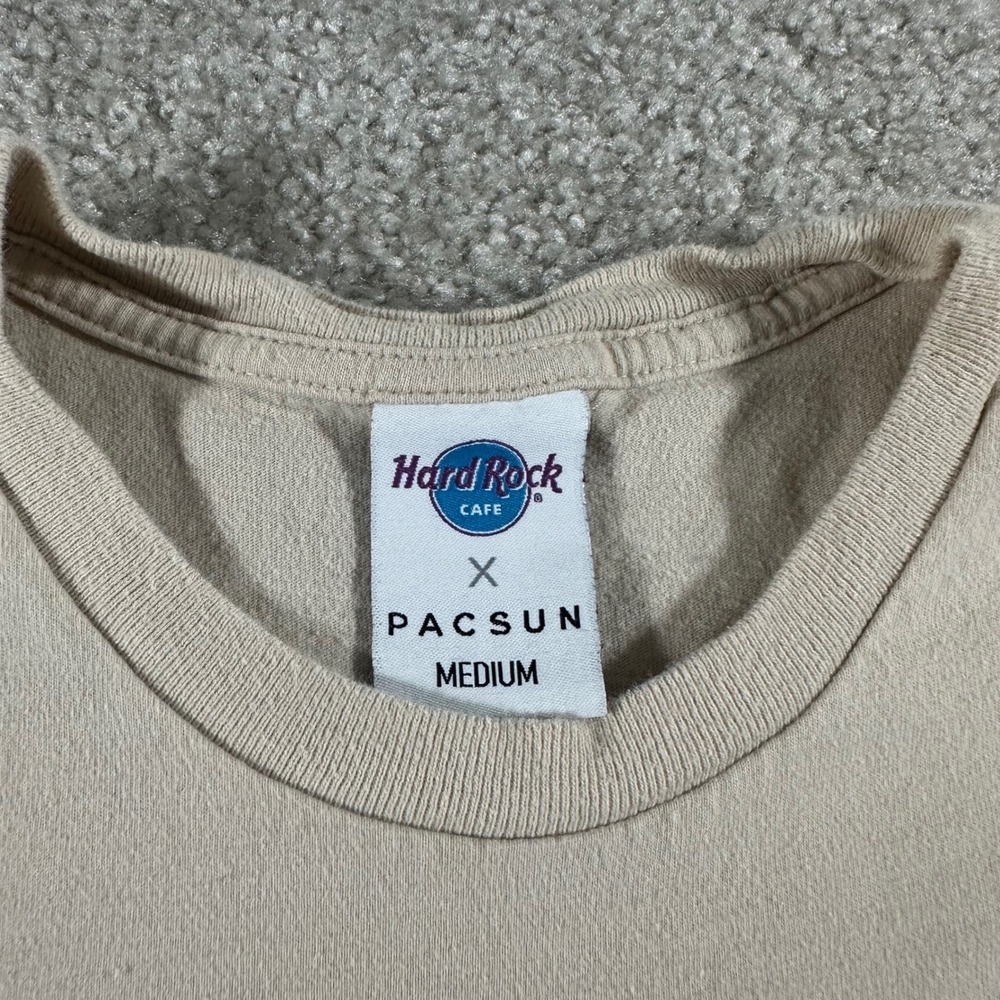 Hard Rock Cafe x PacSun Las Vegas Graphic T-Shirt Tan Mens Medium 100% Cotton - Picture 3 of 6